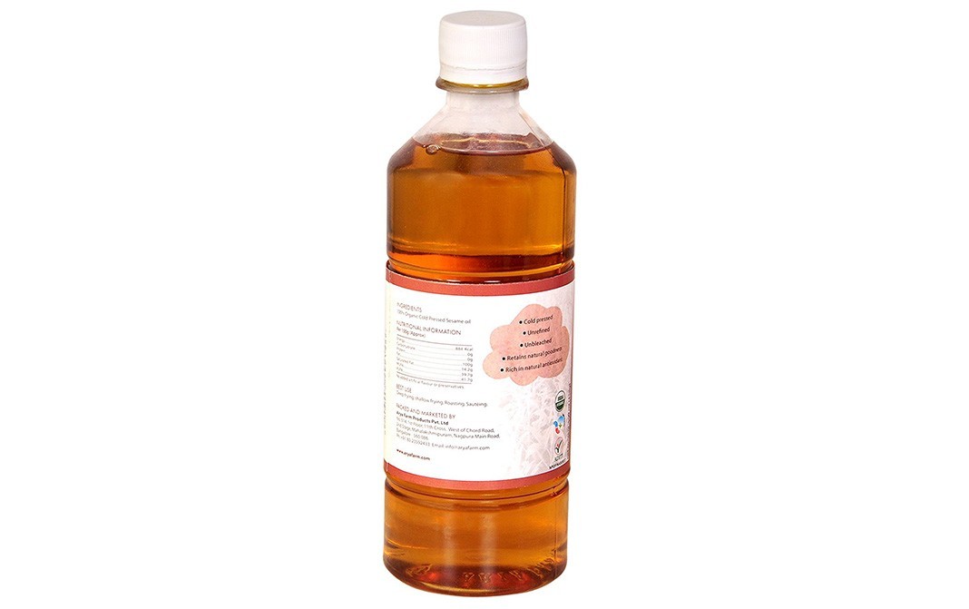 Arya Organic Cold Pressed Sesame Oil   Bottle  500 millilitre